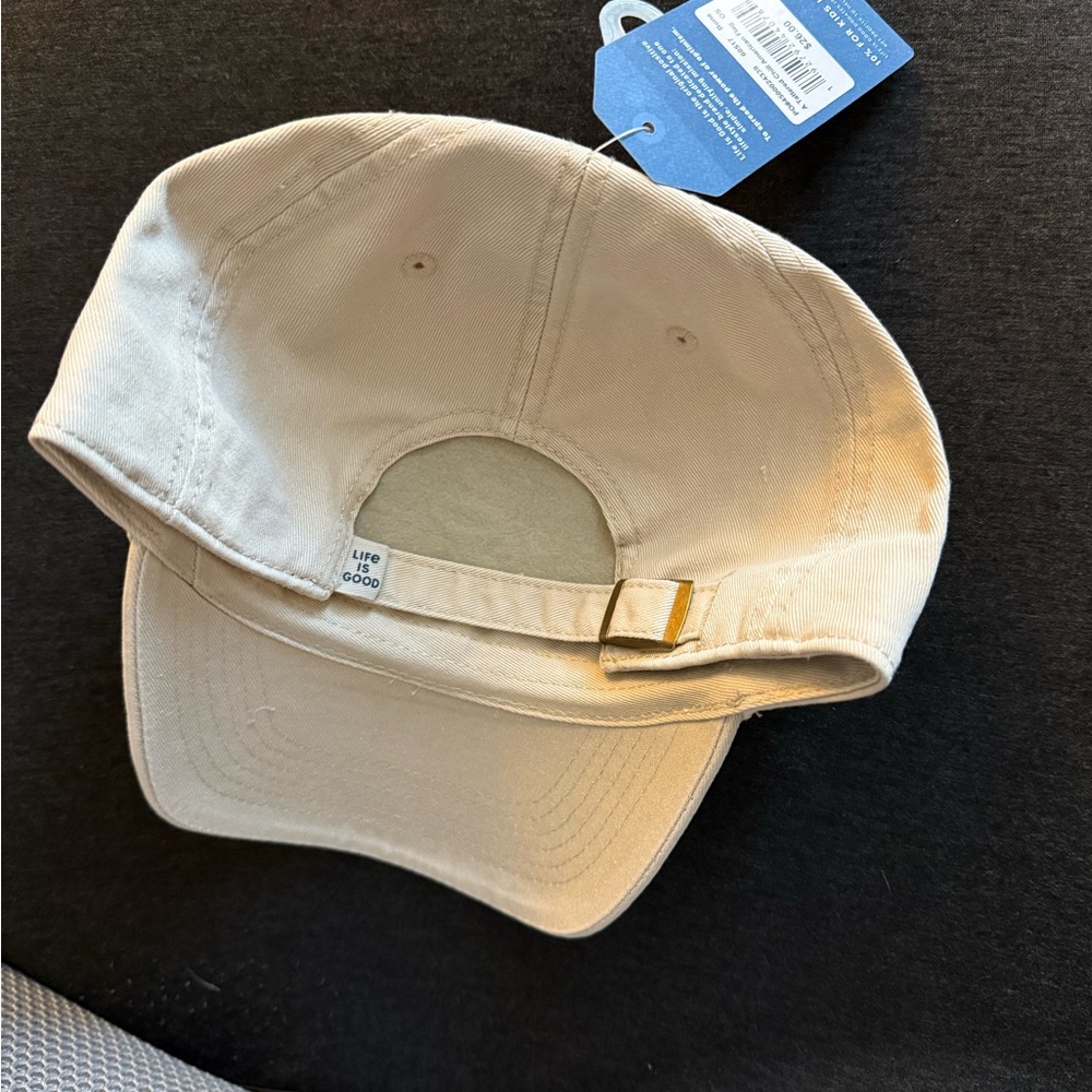 Life Is Good Beige Baseball Cap with American Flag Patch - Picture 2 of 6